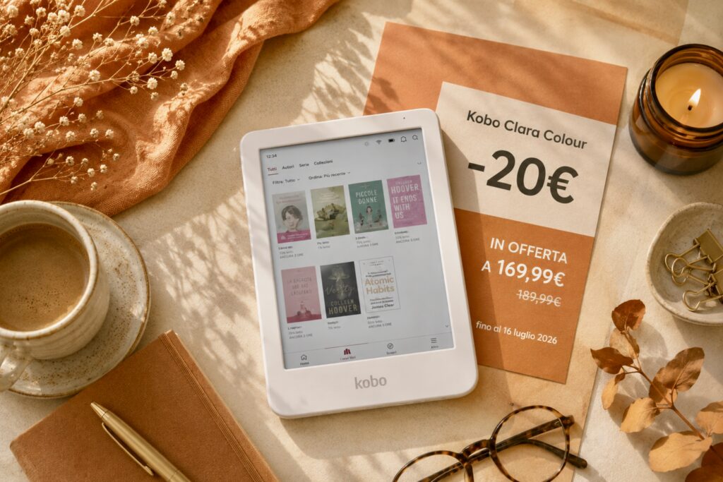 Kobo Clara Colour in offerta con 20 euro di sconto fino al 16 luglio 2026